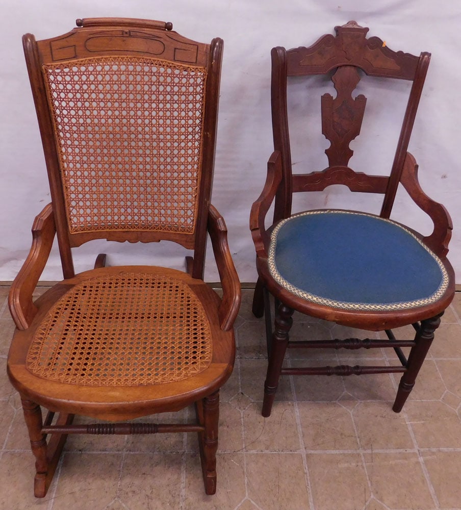 Antique Walnut Victorian Rocker & Side Chair (1 of 4)