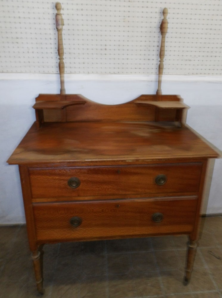 Antique Cherry Vanity: Antique Cherry Vanity . 36" W 20 3/4" D 59" H"ALL DESCRIPTIONS AND ANY CONDITION STATEMENT GIVEN BY LANGSTON AUCTION GALLERY ARE STRICTLY OPINIONS AND LANGSTON'S SHALL HAVE NO RESPONSIBILITY FOR ERROR
