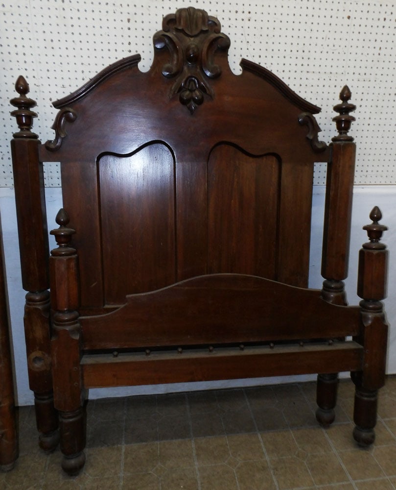 Antique Walnut Victorian Youth Bed with Rails (1 of 7)