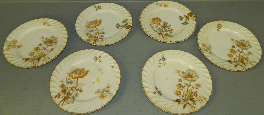 Set of (6) hand painted German sandwich plates: Set of (6) hand painted German sandwich plates. 7 1/4" diameter.