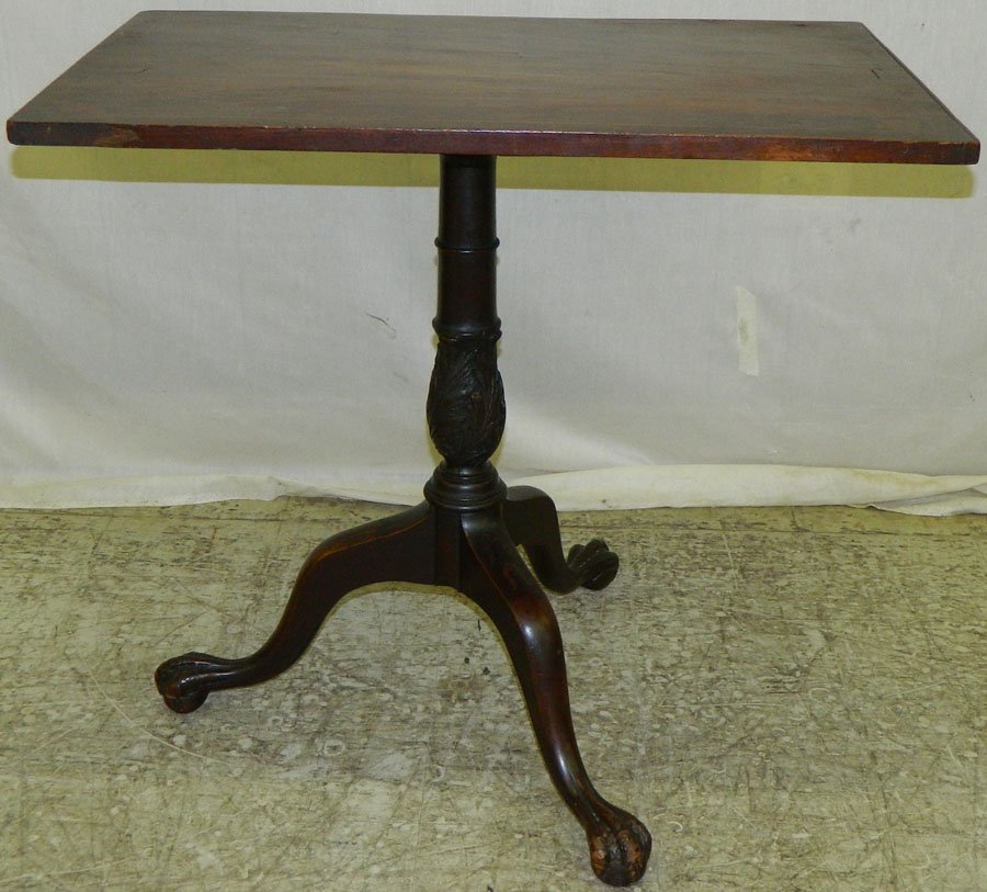 B/C foot American inlaid top candle stand.: Ball and claw foot American inlaid top candle stand.