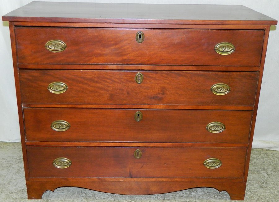 American cherry 4 drawer 19th century HW chest.: American cherry four drawer 19th century Hepplewhite chest. 41 1/4" wide x 18 3/4" deep x 33 3/8" tall.