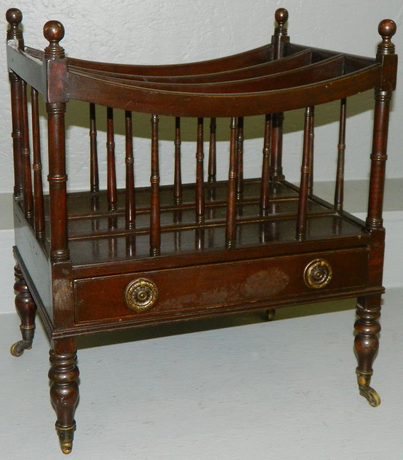 Mah. Sheraton English Canterbury with drawer.: Mahogany Sheraton English Canterbury with drawer. 17 1/4" wide x 12 3/" deep x 20 1/2" tall.