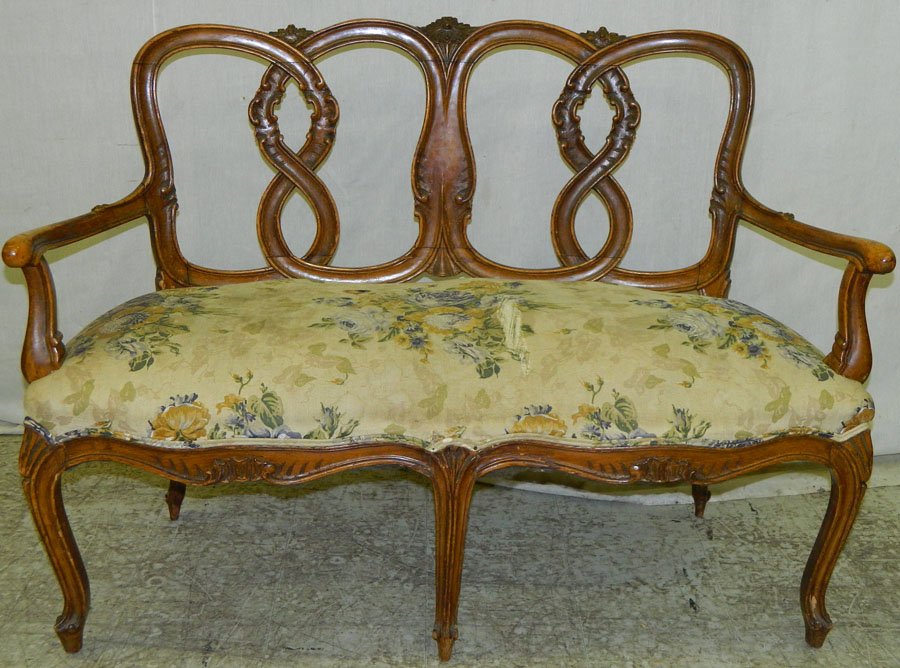 Country French settee. 45" long.: Country French settee. 45" long.