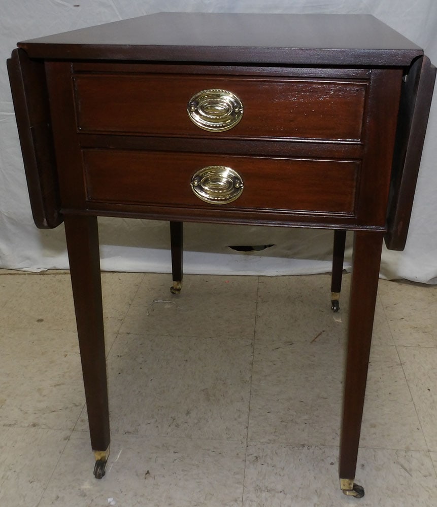 Mahogany 2 Drawer Drop-Leaf Pembroke Table by Henkel Harris (1 of 7)