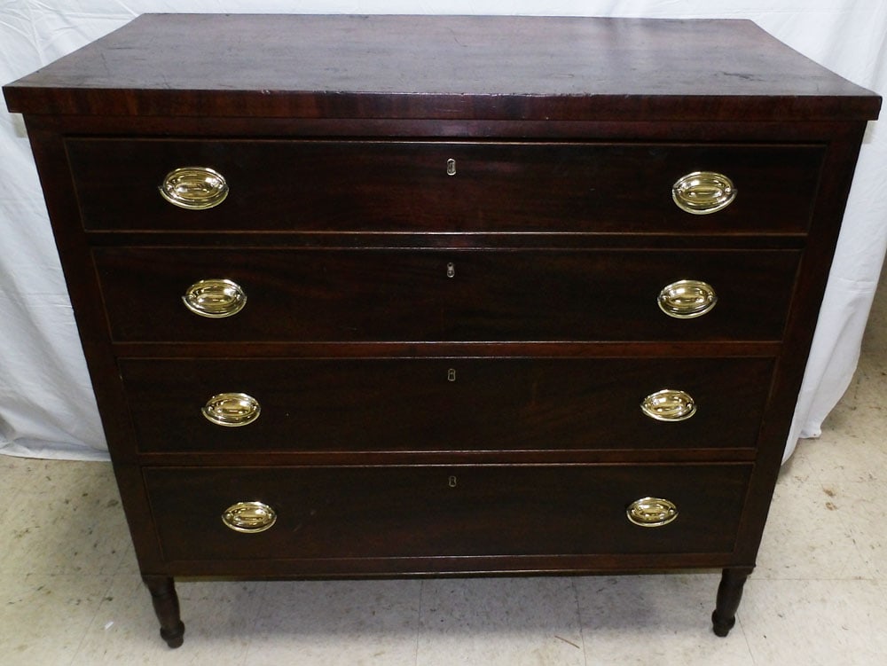 19th Century Cherry 4 Drawer Sheraton Chest (1 of 8)