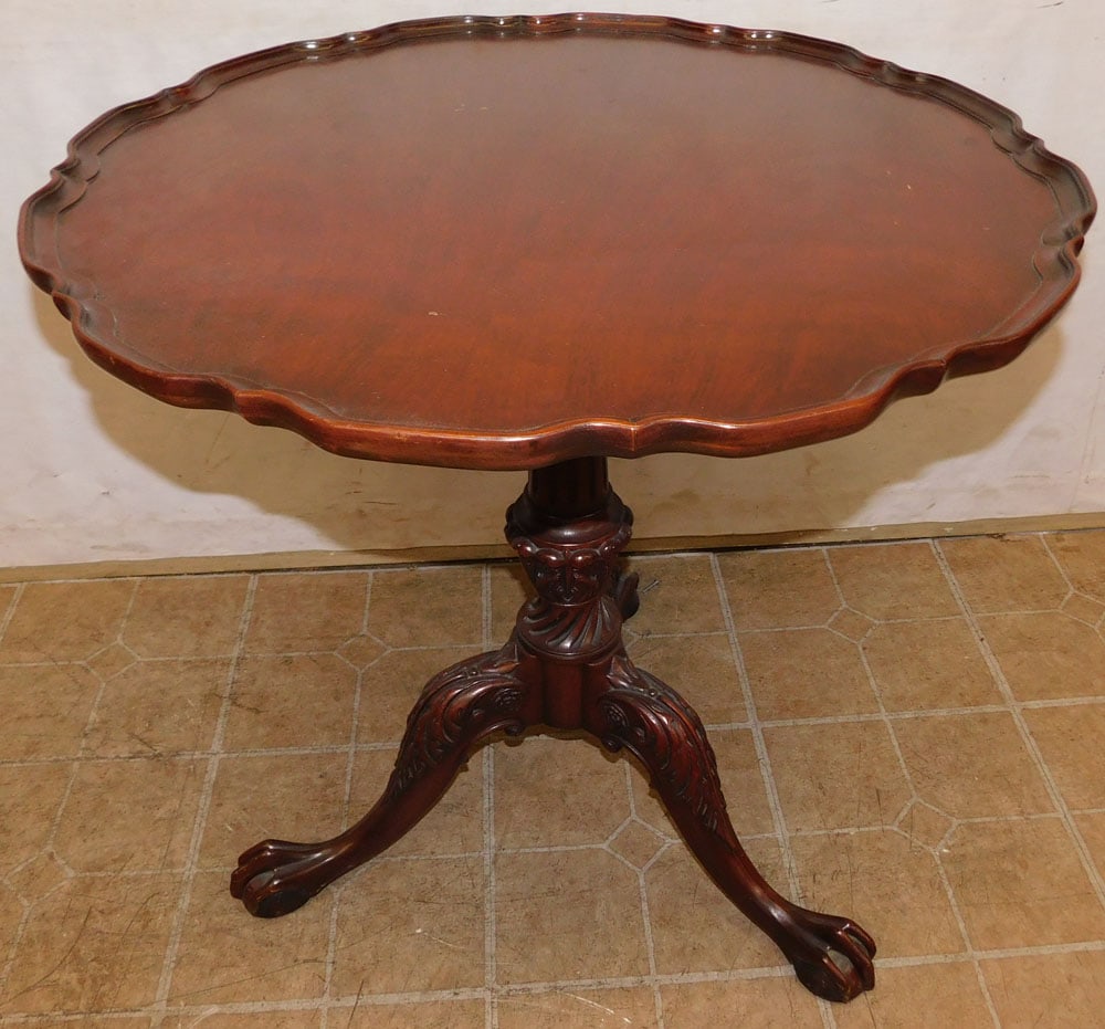 Antique Mahogany Dish Tilt Top Tea Table with Claw Foot Pedestal (1 of 3)