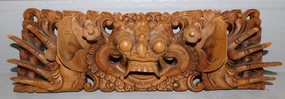 Oriental Carved Wood Wall Hanging (1 of 2)