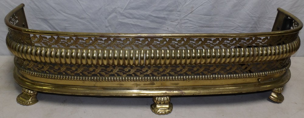 Antique Open Work Brass Fireplace Fender (1 of 3)