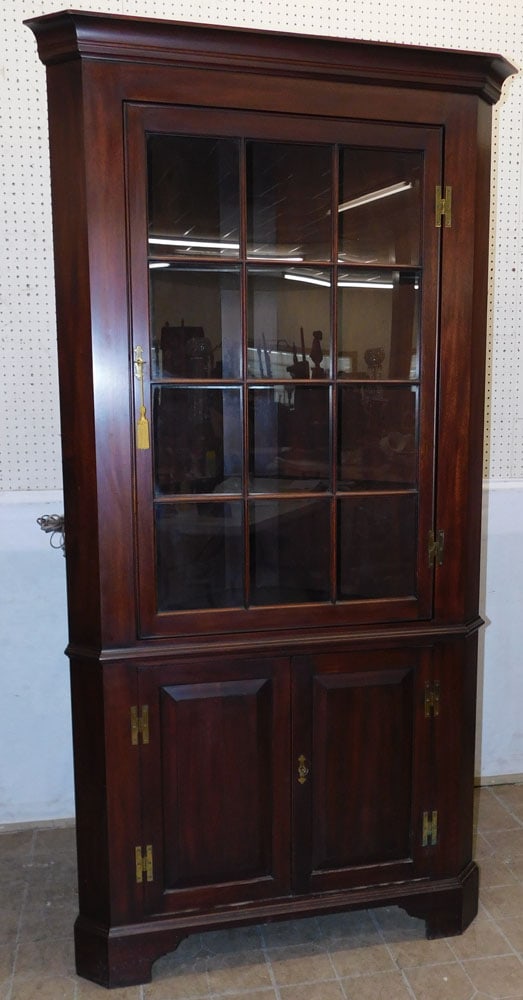Mahogany 12 Pane Glass Door Corner Cabinet by Henkel Harris (1 of 7)