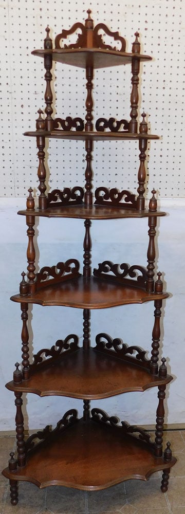 Antique Walnut Victorian Open Work Corner Whatnot (1 of 3)