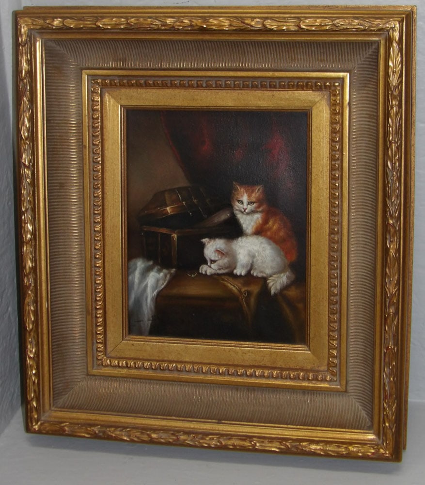 Oil on Canvas of Kittens Playing Artist Signed (1 of 4)