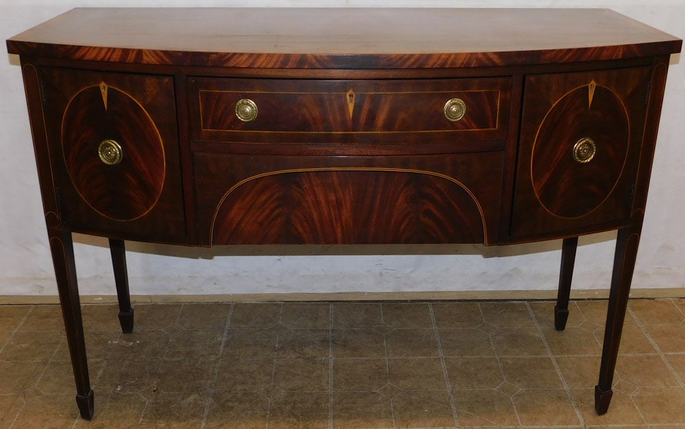 Mahogany Inlaid Bow Front Sideboard by Henkel Harris (1 of 10)