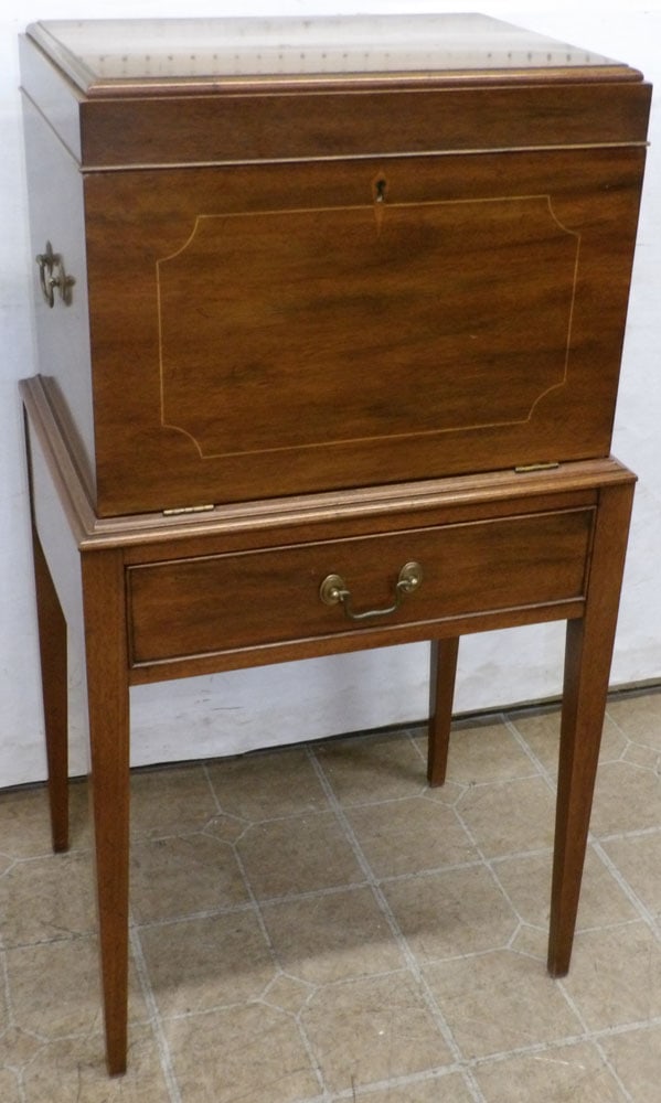 Mahogany Federal Style Inlaid Silver Chest with 3 Drawer Interior by Henkel Harris (1 of 10)