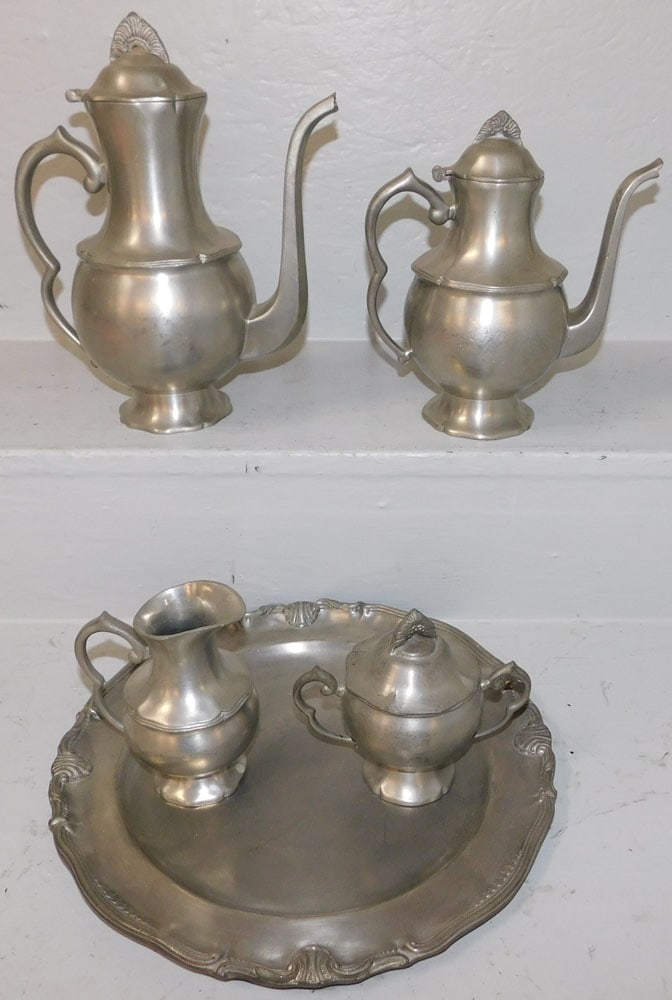 5 Piece Pewter Tea Set (1 of 3)