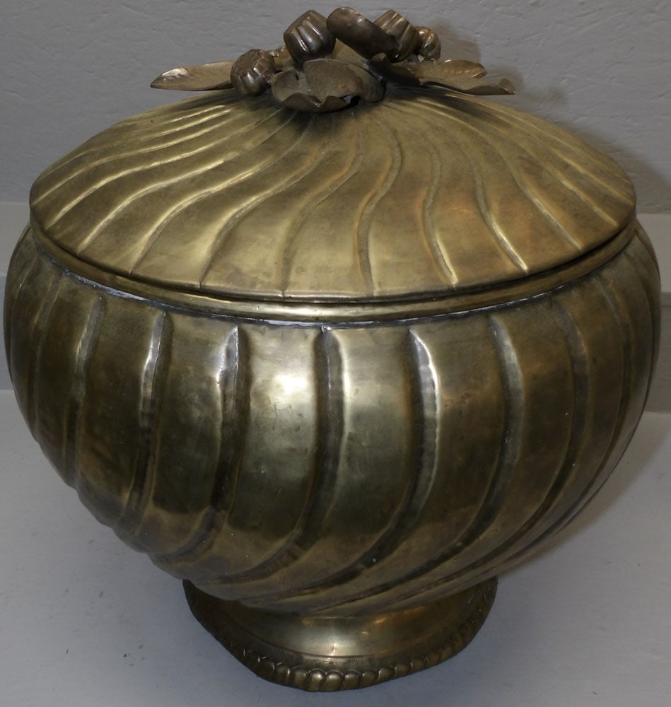 Large Ornate Brass Covered Jar (1 of 3)