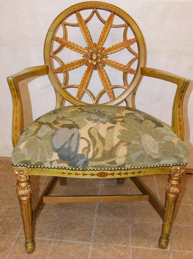 Paint Decorated Wheel Back Arm Chair (1 of 4)