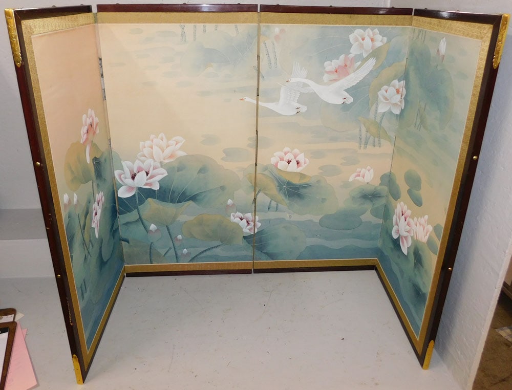 4 Panel Oriental Watercolor Hanging Wall Screen (1 of 4)