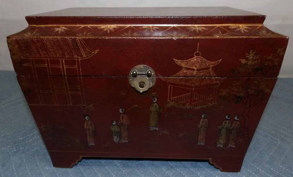 Oriental Lacquered & Paint Decorated Box (1 of 6)