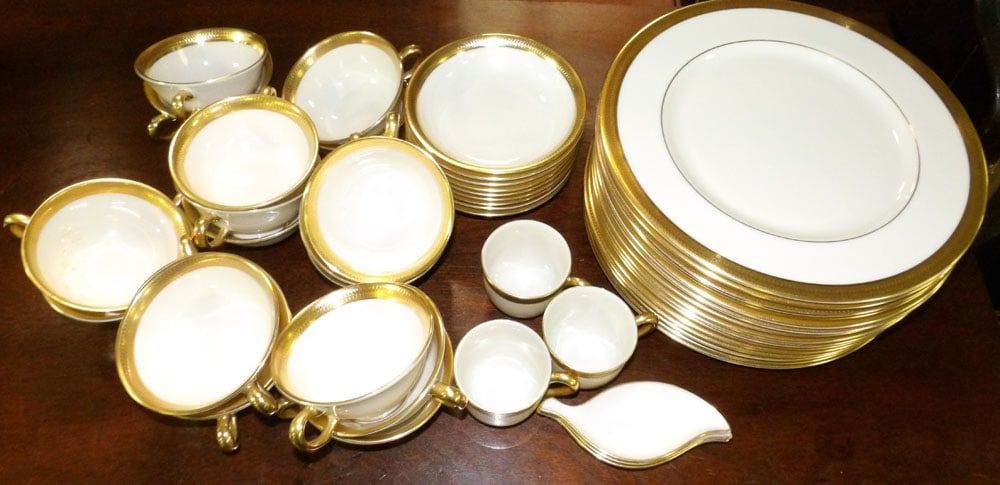 48 Pieces Gold Rim Lenox China, "Lowell" (1 of 3)