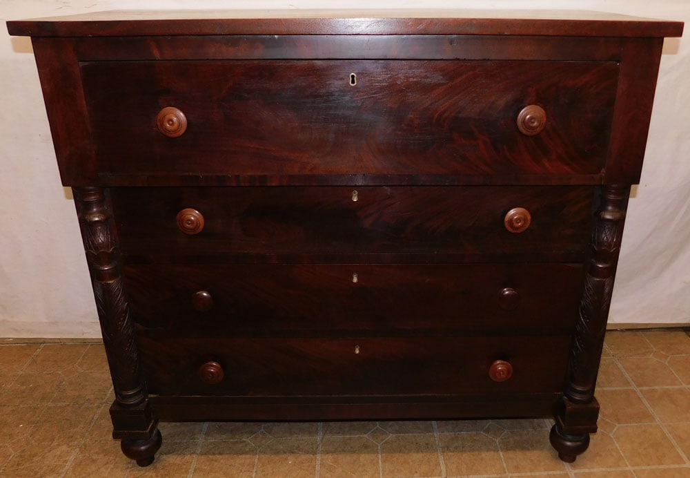 Antique Carved Mahogany Classical 4 Drawer Chest (1 of 7)