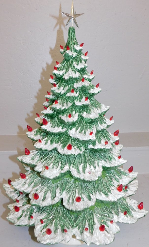 Painted Vintage Ceramic Christmas Tree, (Base Restored) (1 of 5)