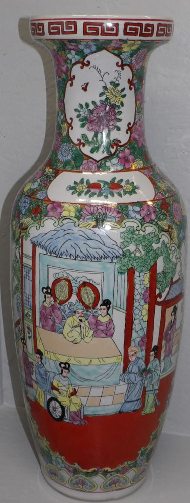 Large Rose Medallion Porcelain Floor Vase (1 of 5)