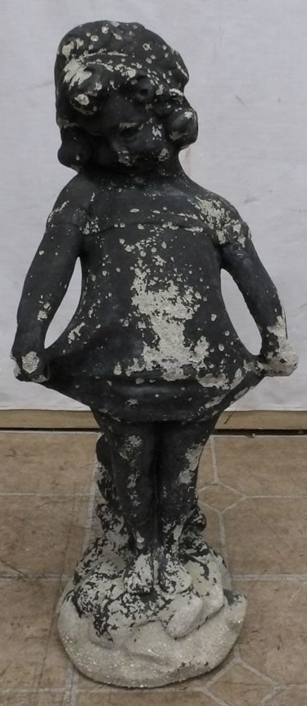 Vintage Cast Concrete Yard Statue of Bashful Betty (1 of 2)