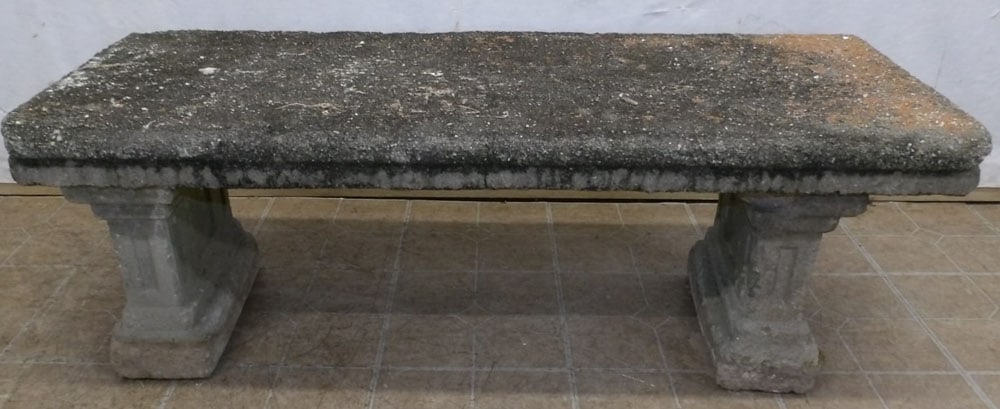 Antique 3 Part Cast Concrete Yard Bench (1 of 5)