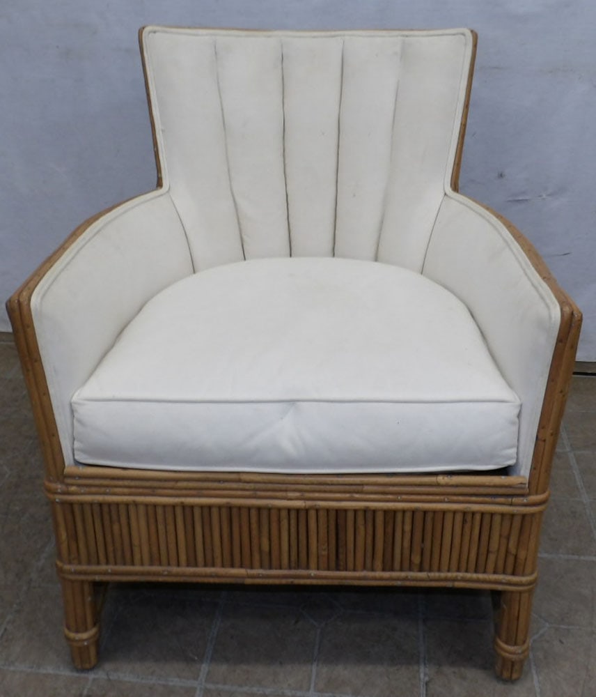 Vintage Pencil Rattan Arm Chair: Vintage Pencil Rattan Arm Chair. 30 1/2" H ALL DESCRIPTIONS AND ANY CONDITION STATEMENT GIVEN BY LANGSTON AUCTION GALLERY ARE STRICTLY OPINIONS AND LANGSTON'S SHALL HAVE NO RESPONSIBILITY FOR ERRORS O
