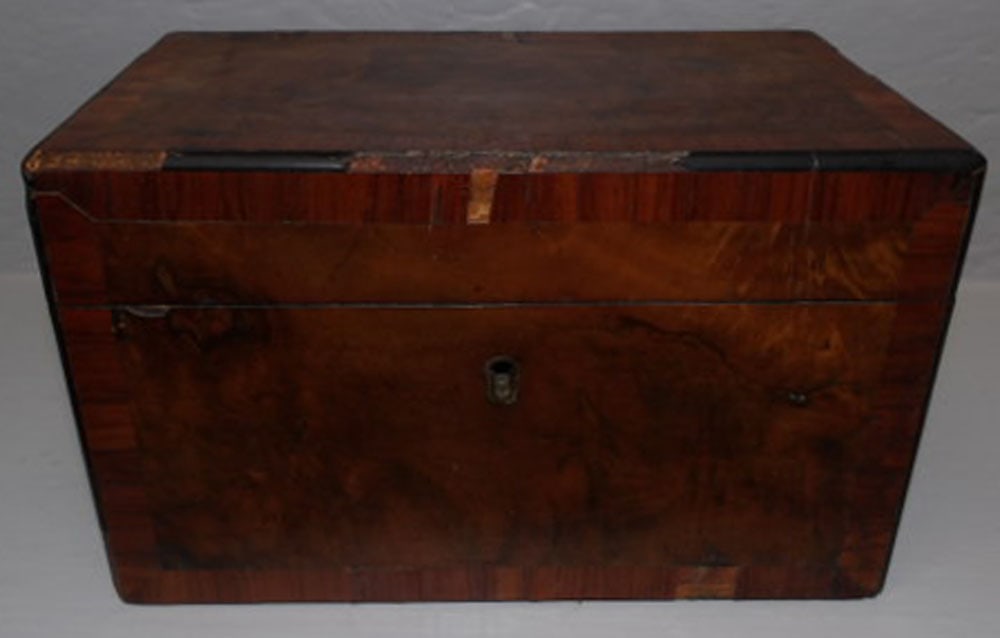 19th Century Burled Walnut Tea Caddy (1 of 4)