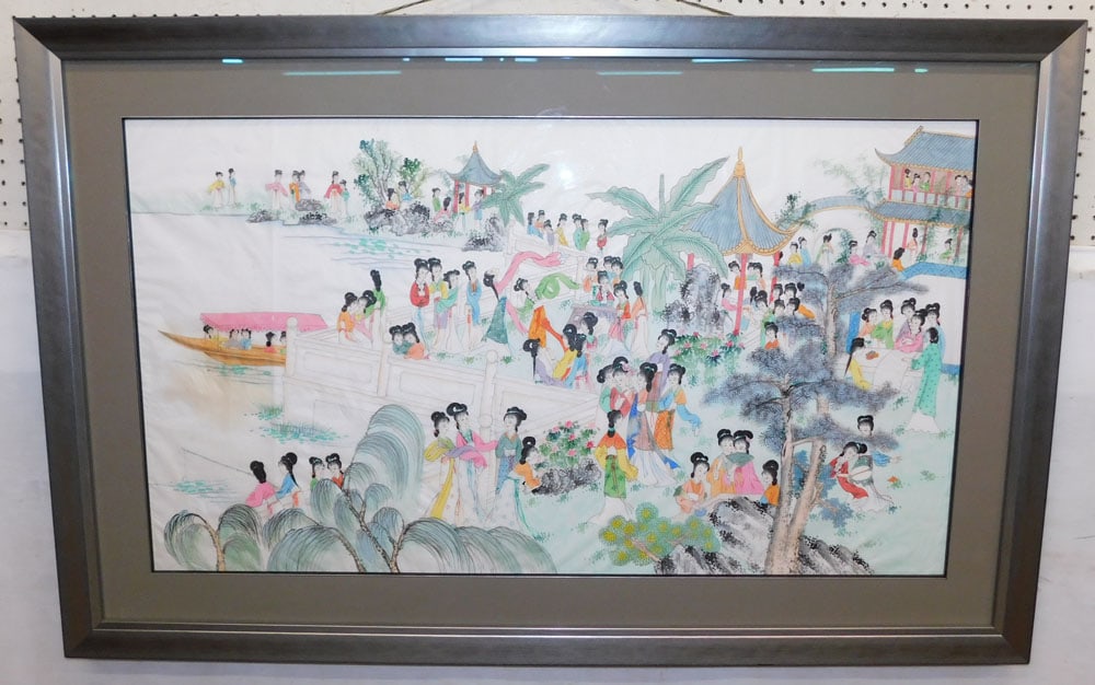 Framed Oriental Watercolor on Silk (1 of 9)