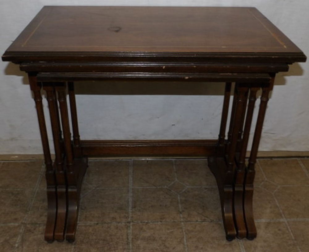 3 Mahogany Inlaid Nesting Tables by Brandt (1 of 2)