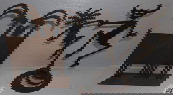2 Metal Art Sculptures, (1 - Kinetic Earthquake Dancers by Rosemary Pozzi): 2 Metal Art Sculptures, (1 - Kinetic Earthquake Dancers by Rosemary Pozzi). Up to 11 1/2" H ALL DESCRIPTIONS AND ANY CONDITION STATEMENT GIVEN BY LANGSTON AUCTION GALLERY ARE STRICTLY OPINIONS AND LAN