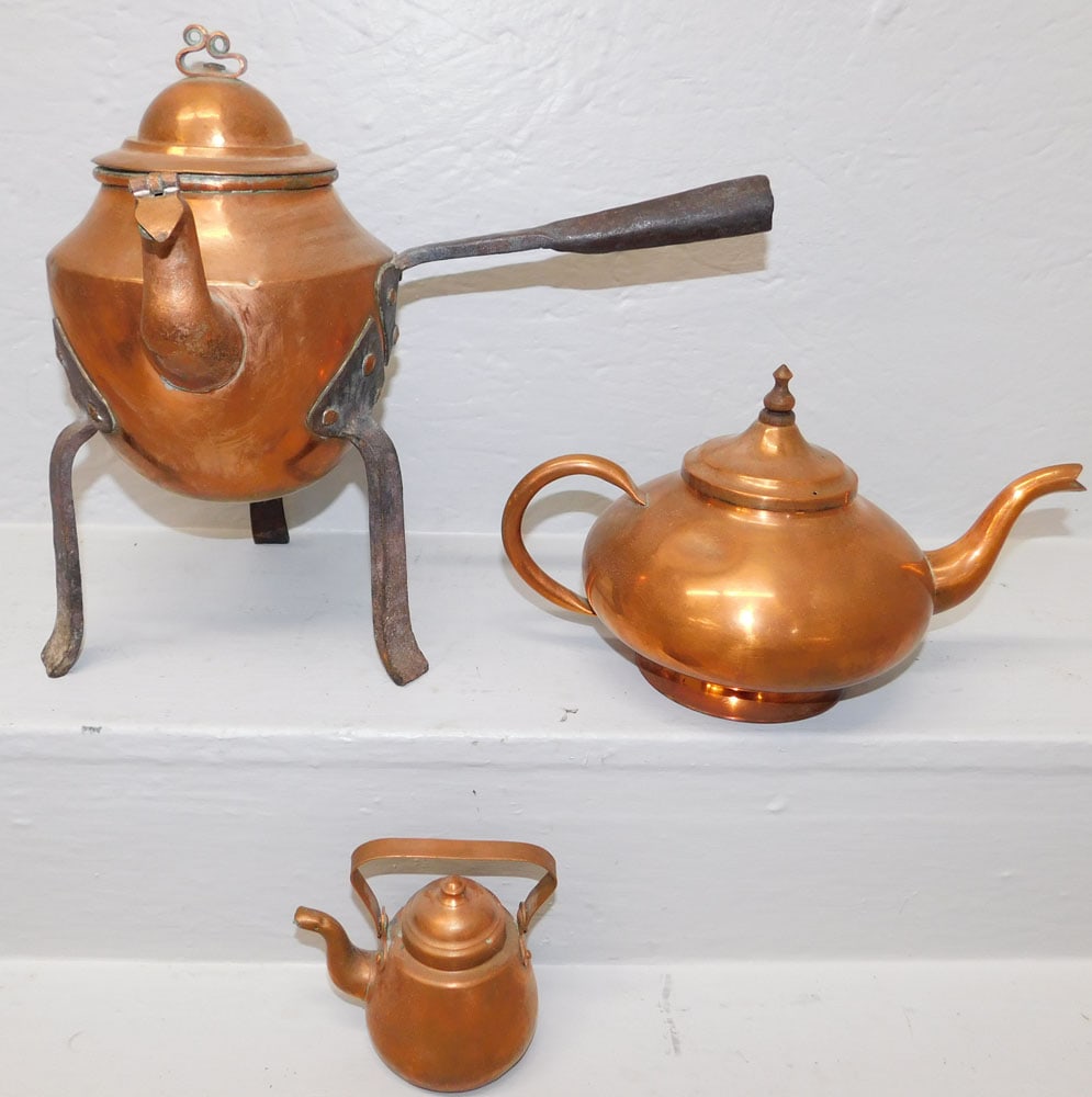 3 Antique Copper Kettles (1 of 2)