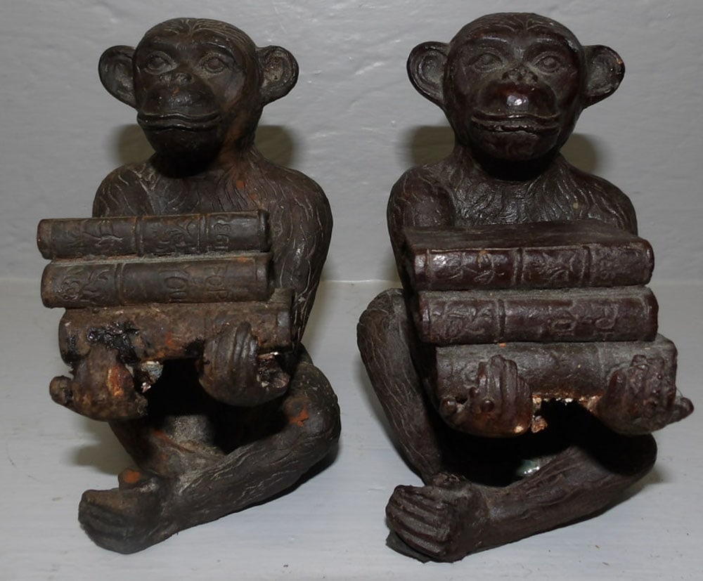 Pair of Cast Iron Monkey Book Ends (1 of 3)