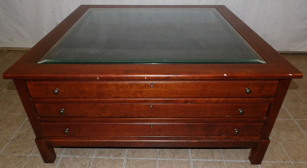 Cherry Bob Timberlake Glass Top Coffee Table with 3 Drawers by Lexington (1 of 7)