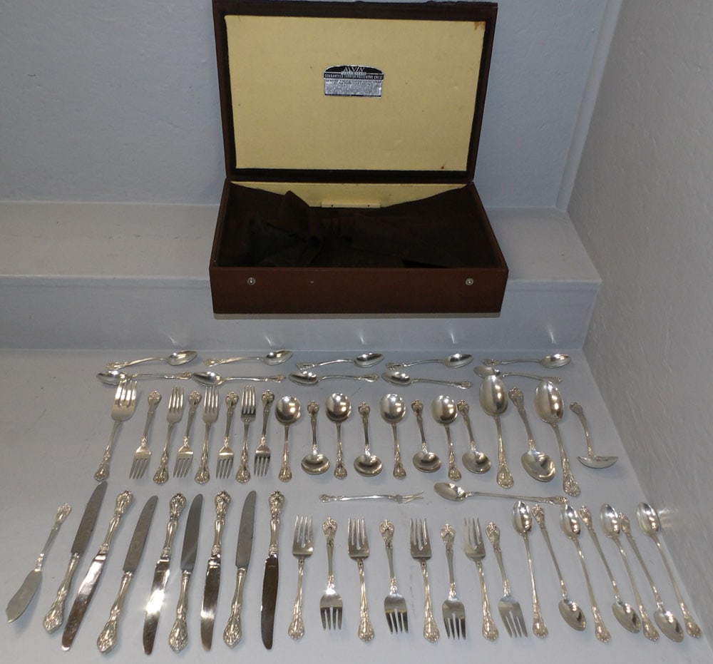 56 Pieces of Sterling Flatware, ("Chateau Rose" by Alvin, 58.8 ozt) (1 of 3)