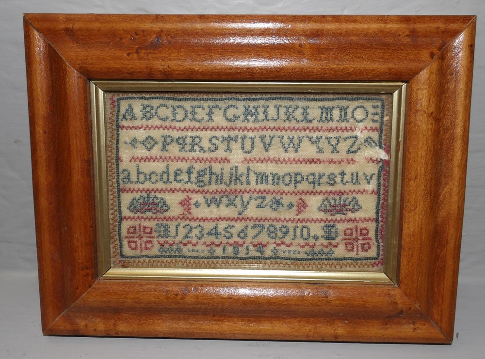 Antique Framed Sampler Dated 1814 in Maple Frame (1 of 2)