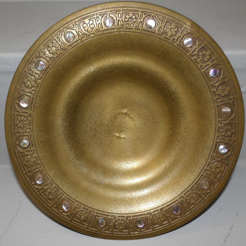 Signed Tiffany Studios Bronze Mother of Pearl Charger (1 of 2)