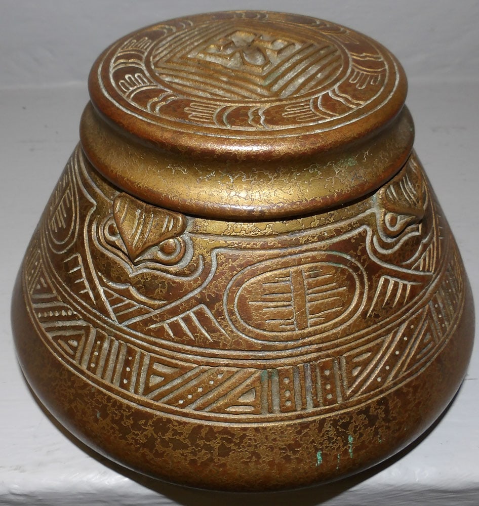 Signed Tiffany Studios Bronze Inkwell (1 of 4)