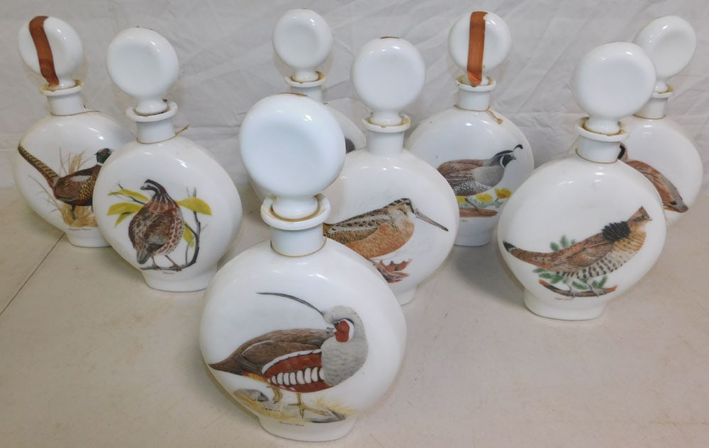 Lot of Milk Glass Wild Turkey Decanters (1 of 4)