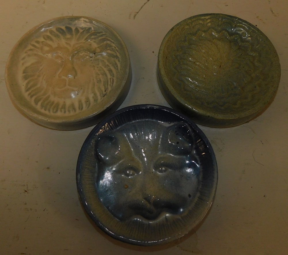 3 Antique Salt Glaze Soap Dishes (1 of 2)