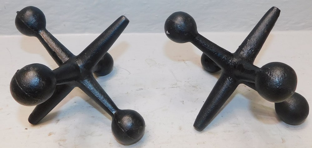 Pair of Cast Iron Jack Bookends: Pair of Cast Iron Jack Bookends. 4" Dia. ALL DESCRIPTIONS AND ANY CONDITION STATEMENT GIVEN BY LANGSTON AUCTION GALLERY ARE STRICTLY OPINIONS AND LANGSTON'S SHALL HAVE NO RESPONSIBILITY FOR ERRORS OR