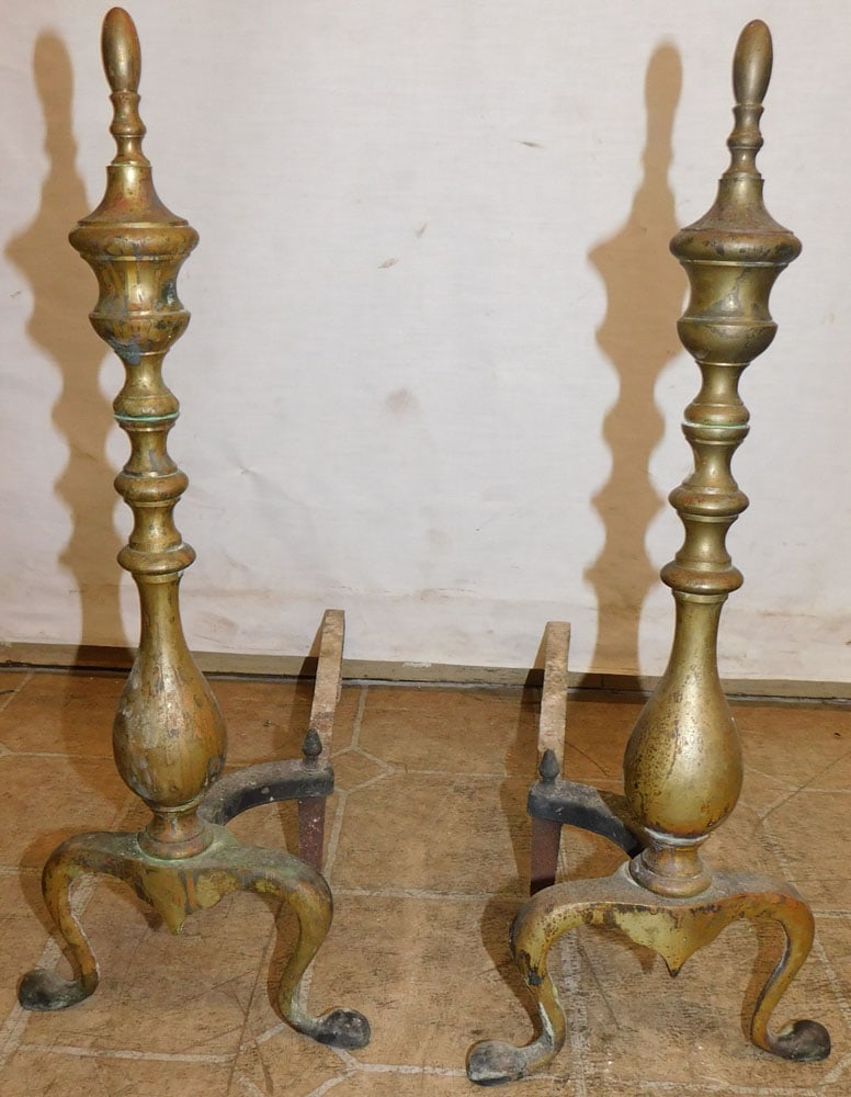 Pair of Cast Brass Andirons (1 of 3)