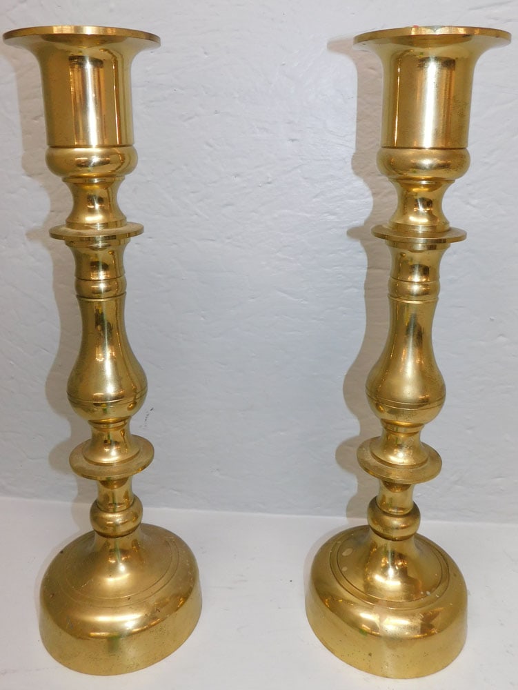 Pair of Large Brass Candlesticks (1 of 3)