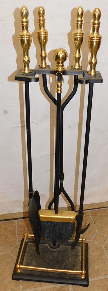 Set of Brass & Cast Iron Fire Tools (1 of 2)