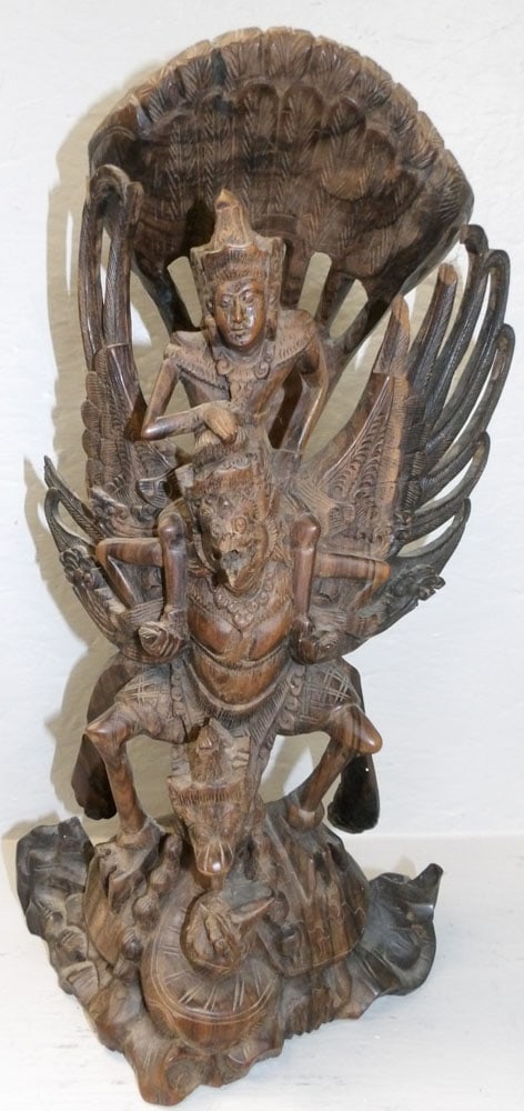 Oriental Carved Rosewood Buddha Type Figurine (1 of 4)