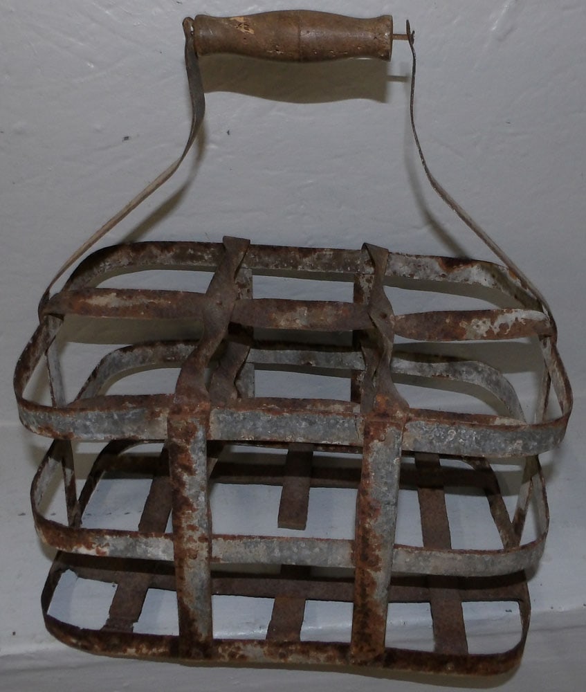Antique Metal Milk Bottle Crate (1 of 2)