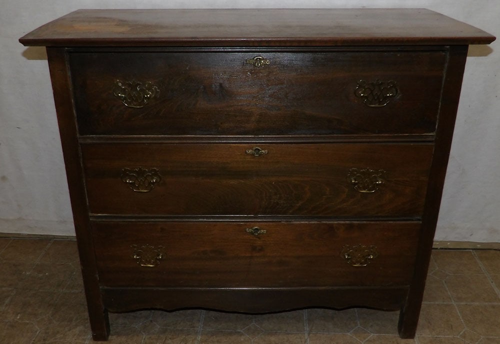 Antique Walnut Three Drawer Chest (1 of 4)